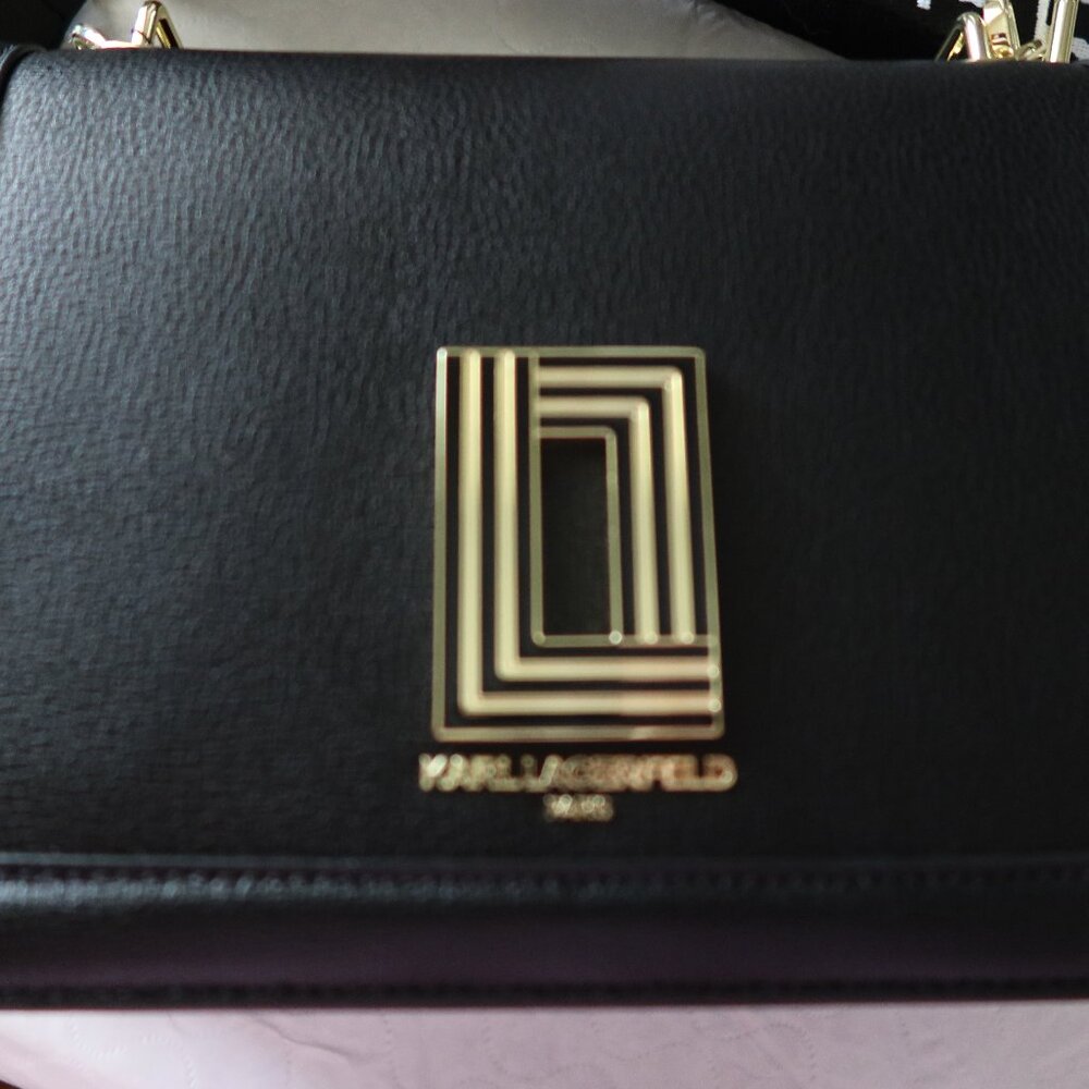 Karl Lagerfeld Paris Simone Small Leather Crossbody Black No Handle - Picture 7 of 12